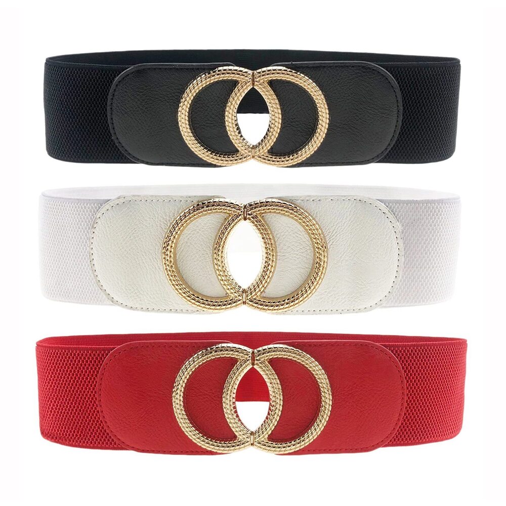 6112 3 Pack Womens Vintage Wide Elastic Stretch Waist Belt For Dresses